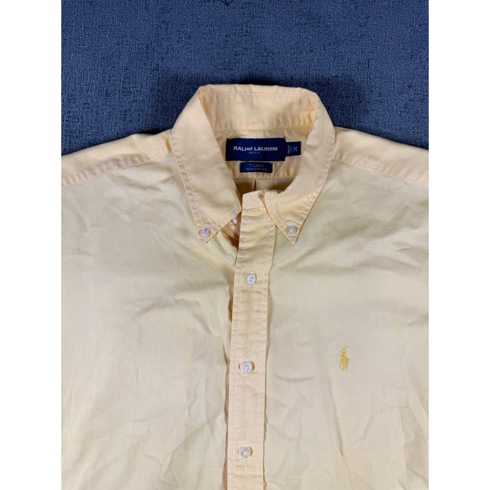 Ralph Lauren Golf Mens Tilden Yellow Cotton Oxford Short Sleeve Shirt Size M - Picture 4 of 12